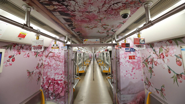 开往春天的地铁 成都地铁2号线“桃花”主题专列开跑